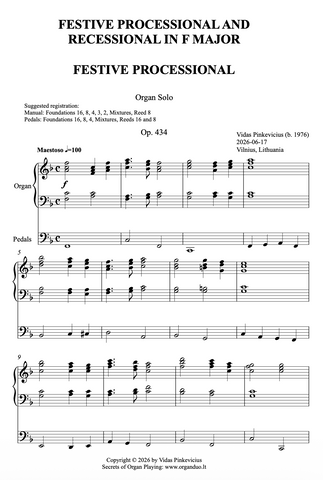 Festive Processional and Recessional in F Major, Op. 434 (Organ Solo) by Vidas Pinkevicius