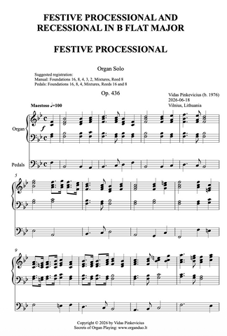Festive Processional and Recessional in B Flat Major, Op. 436 (Organ Solo) by Vidas Pinkevicius