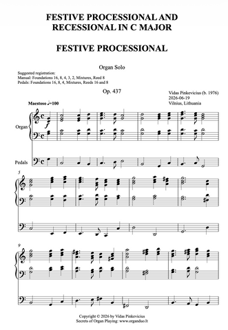 Festive Processional and Recessional in C Major, Op. 437 (Organ Solo) by Vidas Pinkevicius