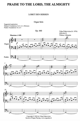 Praise to the Lord, the Almighty, Op. 440 (Organ Solo) by Vidas Pinkevicius