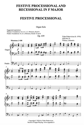 Festive Processional and Recessional in F Major, Op. 439 (Organ Solo) by Vidas Pinkevicius