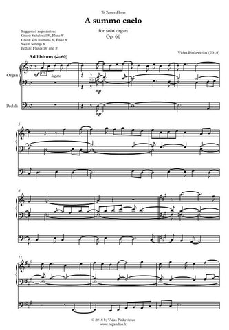 A summo caelo, Op. 66 (2018) for solo organ by Vidas Pinkevicius