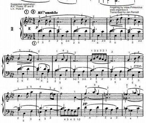Allegretto amabile in Ab Major from L'Organiste by Cesar Franck with Fingering