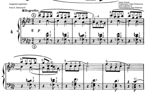 Allegretto in F Minor from L'Organiste by Cesar Franck with Fingering