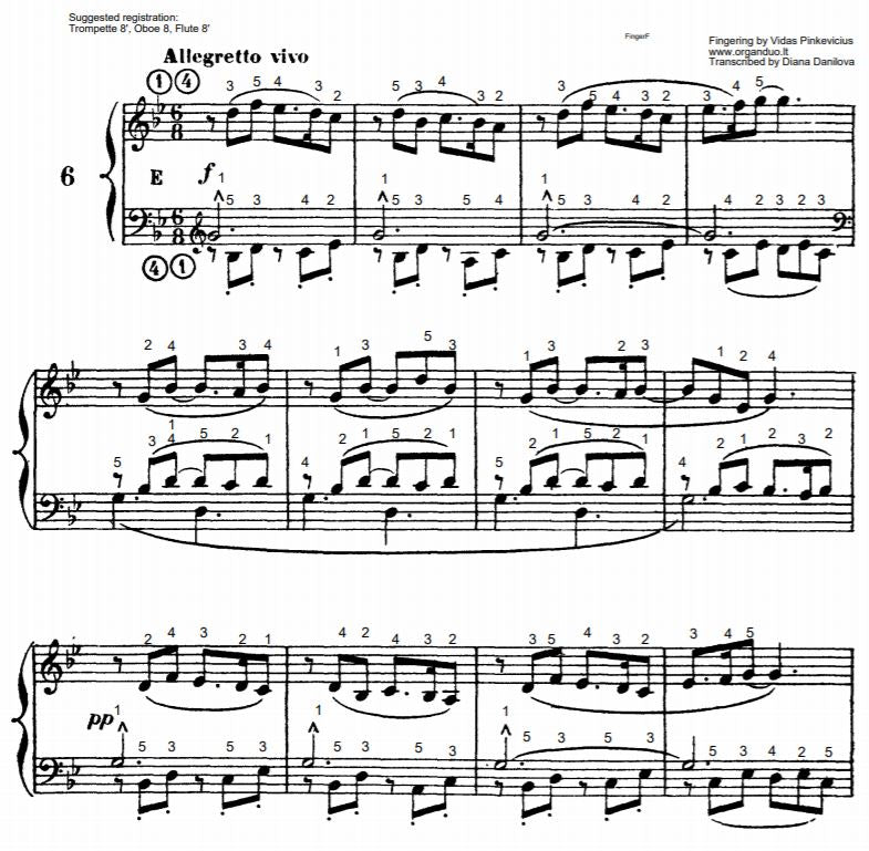 Allegretto vivo in G Minor from L'Organiste by Cesar Franck with Fingering