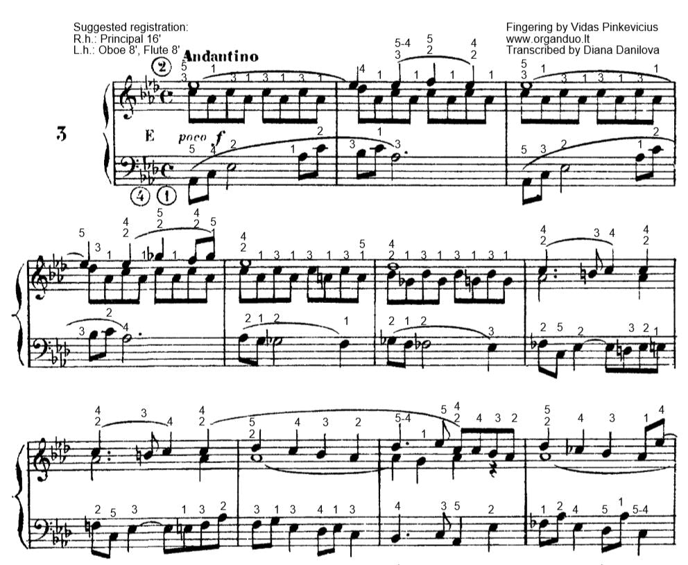 Andantino in Ab Major from L'Organiste by Cesar Franck with Fingering