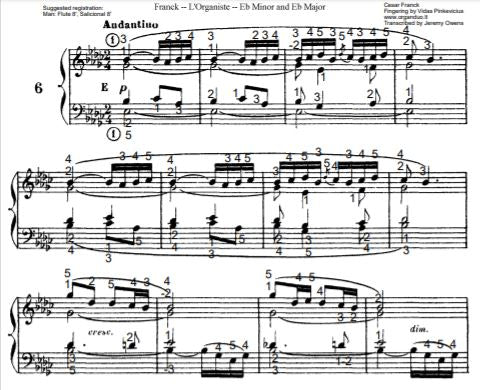 Andantino in Eb Minor from L'Organiste by Cesar Franck with Fingering