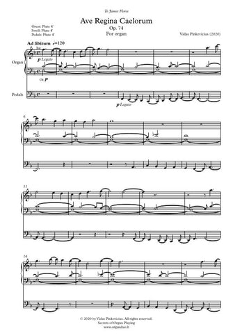 Ave Regina Caelorum, Op. 74 for organ by Vidas Pinkevicius (2020)