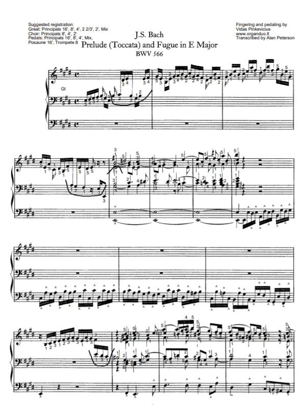 Toccata and Fugue in E Major, BWV 566 by J.S. Bach