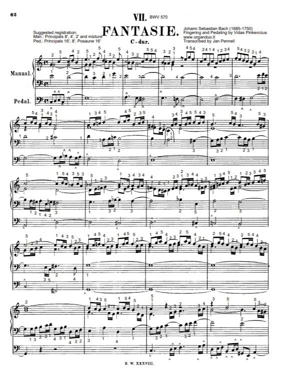 Fantasia in C Major, BWV 570 by J.S. Bach