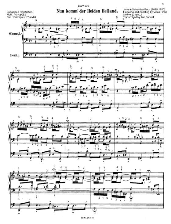 Nun komm', der Heiden Heiland, BWV 599 by J.S. Bach