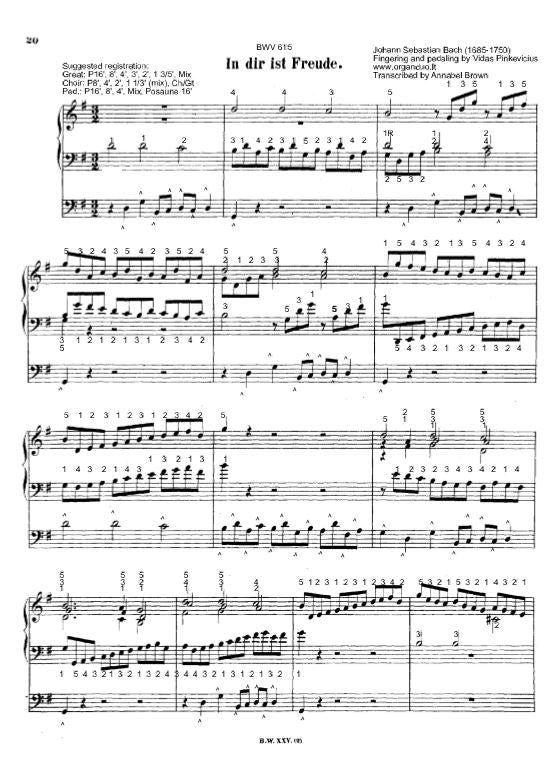 In Dir ist Freude, BWV 615 by J.S. Bach