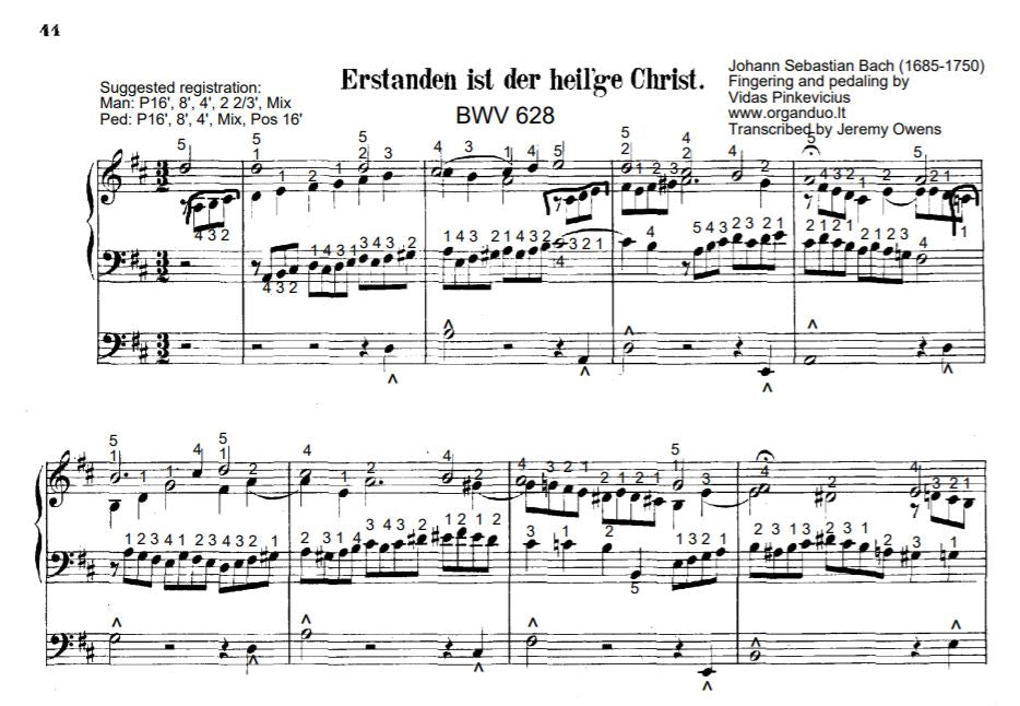 Erstanden ist der Hel'ge Christ, BWV 628 by J.S. Bach