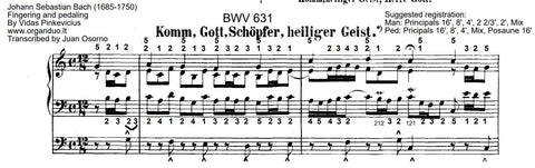 Komm, Gott, Schöpfer, Heiliger Geist, BWV 631 by J.S. Bach