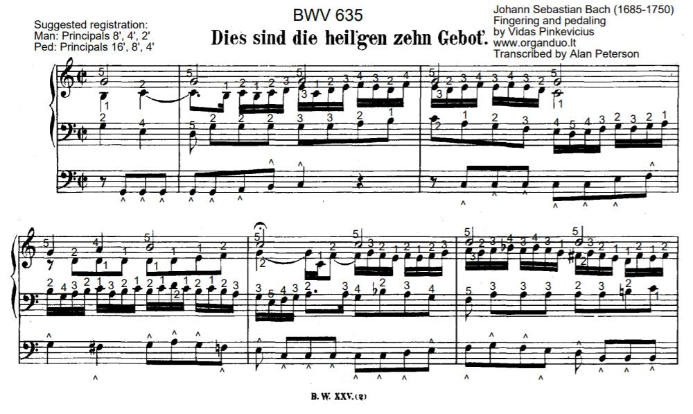Dies sind die heilgen Zehn Gebot, BWV 635 by J.S. Bach