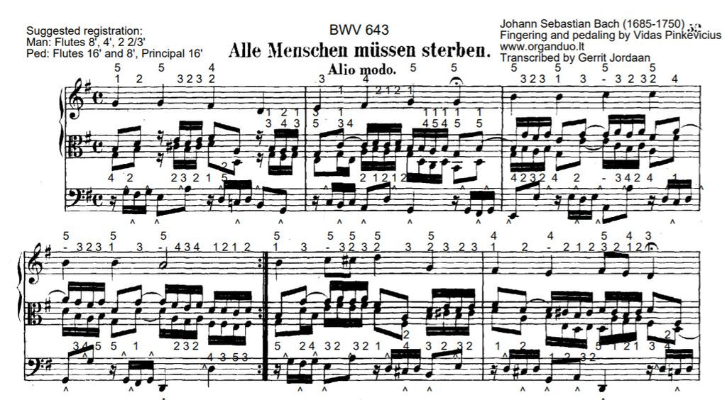 Alle Menschen müssen sterben, BWV 643 by J.S. Bach