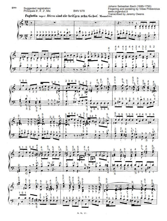Dies sind die heiligen Zehn Gebot, BWV 679 by J.S. Bach