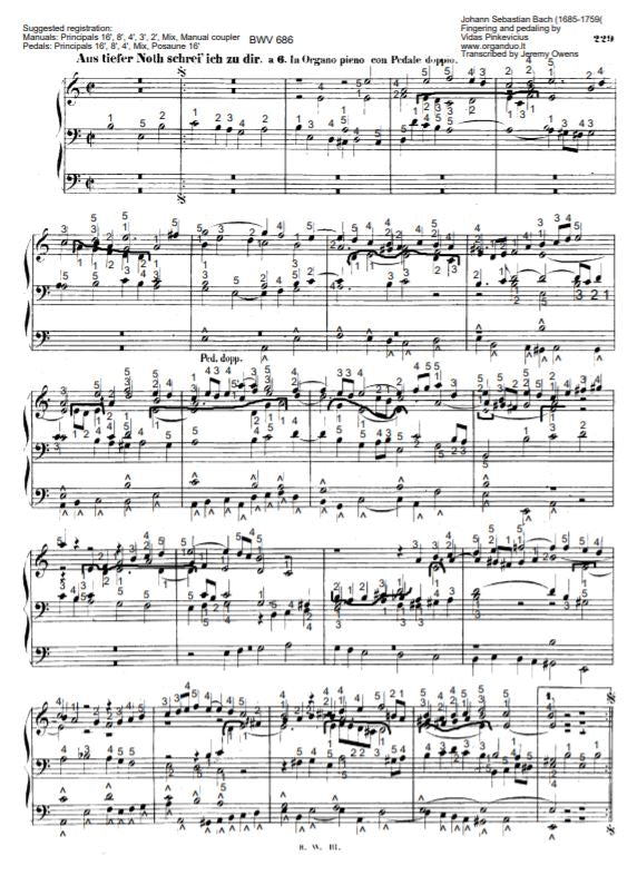 Aus tiefer Not schrei ich zu Dir, BWV 686 by J.S. Bach