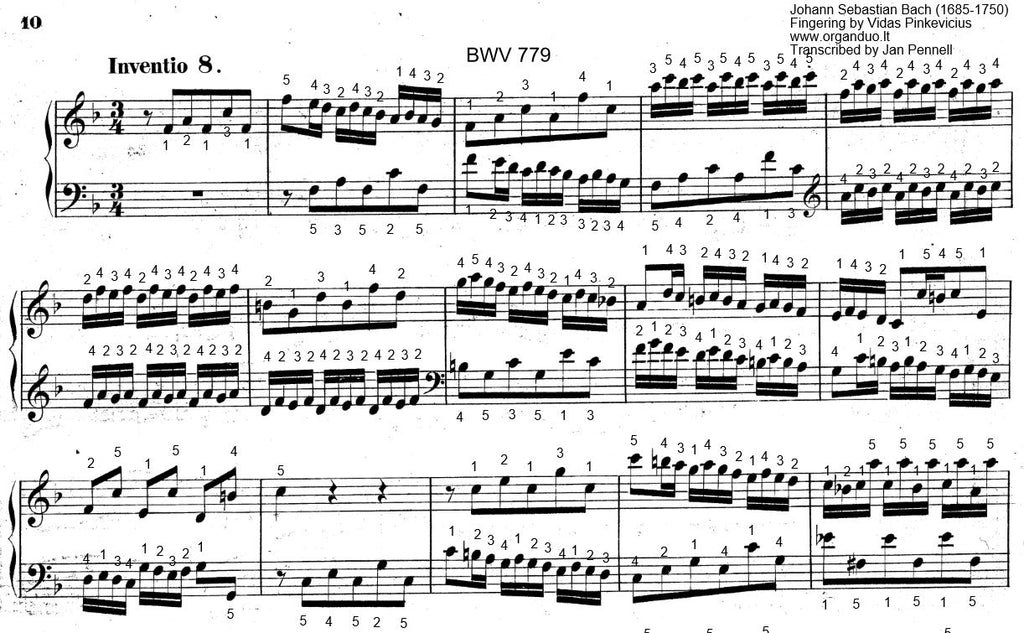 Two Part Invention No. 8 in F Major, BWV 779 by J.S. Bach
