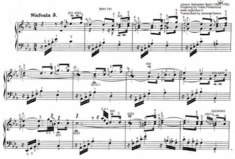 Three Part Sinfonia No. 5 in Eb Major, BWV 791 by J.S. Bach