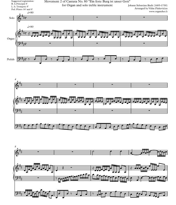 "Alles, was von Gott geboren", BWV 80/2 by J.S. Bach (for organ and solo instrument)