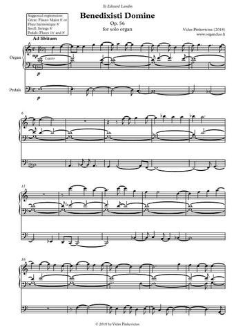 Benedixisti Domine, Op. 56 (2018) for solo organ by Vidas Pinkevicius