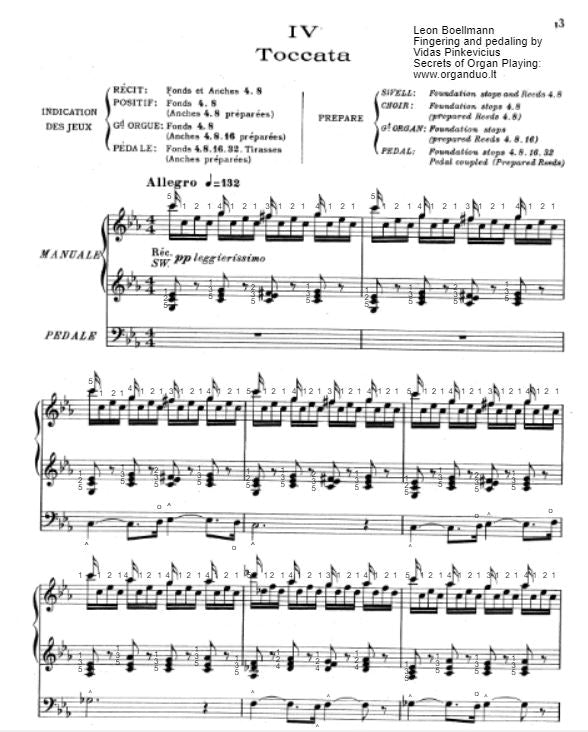 Boellmann Toccata With Fingering And Pedaling