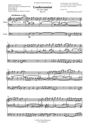 Confortamini, Op. 63 (2018) for solo organ by Vidas Pinkevicius