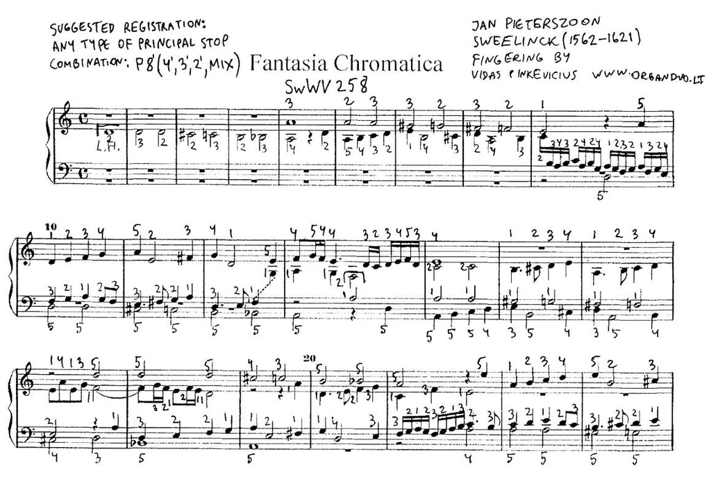 Fantasia Chromatica by Sweelinck with fingering
