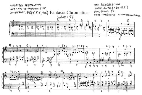 Fantasia Chromatica by Sweelinck with fingering