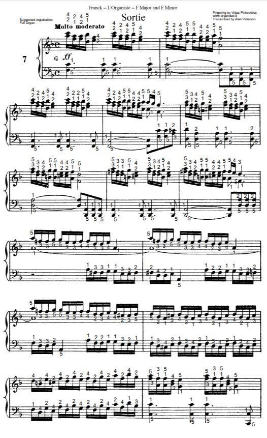 Sortie in F Major from L'Organiste by Cesar Franck with Fingering