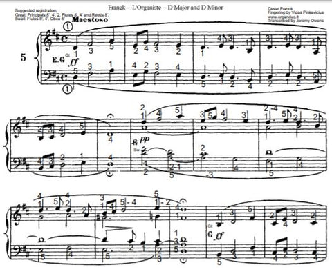 Maestoso in D Major from L'Organiste by Cesar Franck with Fingering