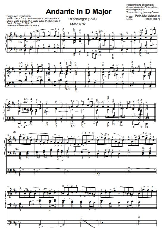 Andante in D Major by Felix Mendelssohn