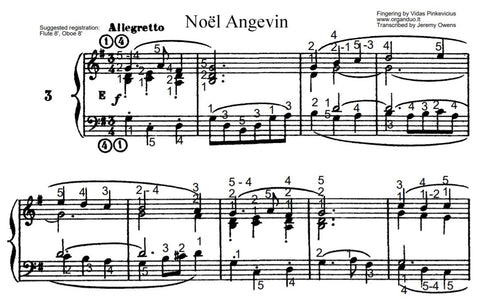 Noel Angevin in G Major from L'Organiste by Cesar Franck with Fingering