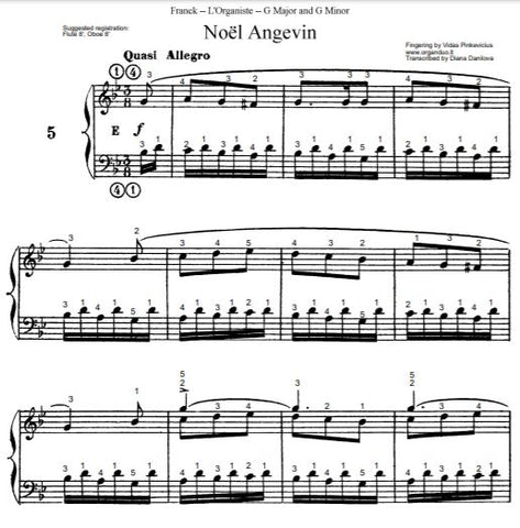 Noel Angevin in G Minor from L'Organiste by Cesar Franck with Fingering