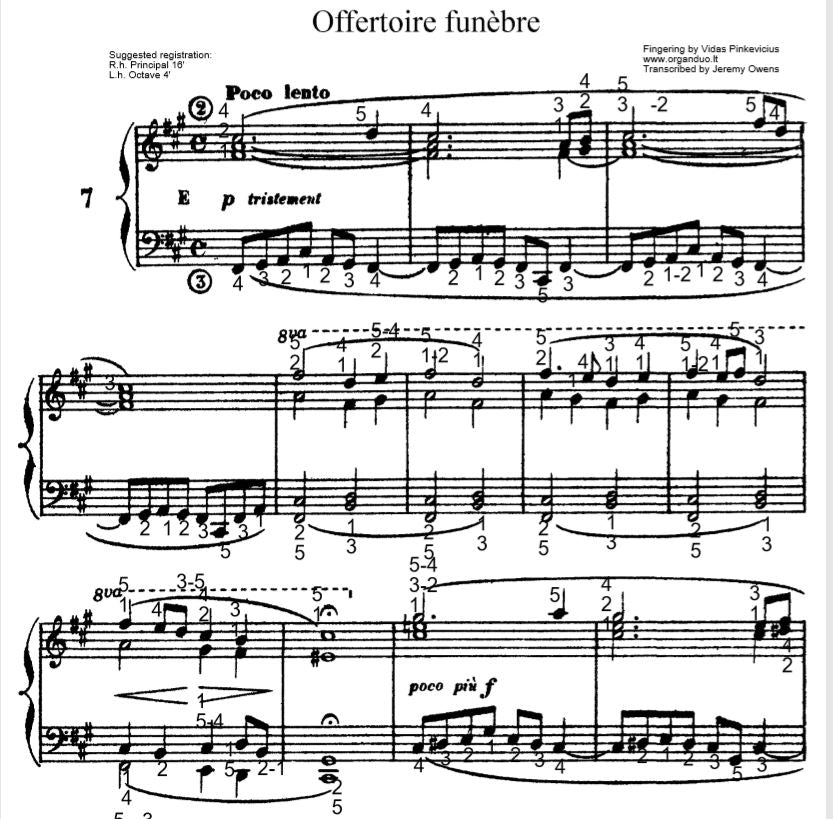 Offertoire funebre in F# Minor from L'Organiste by Cesar Franck with Fingering