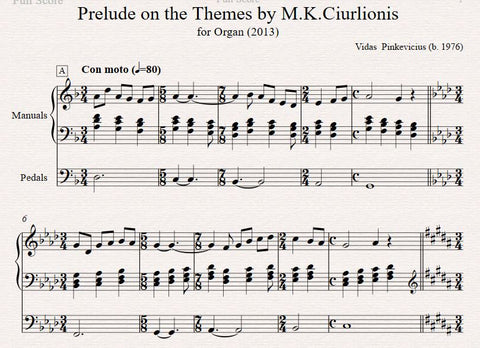 Op. 10: Prelude on the Themes by M.K. Ciurlionis (2013)
