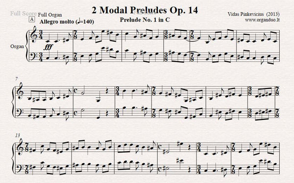 Op. 14: 2 Modal Preludes (2013)