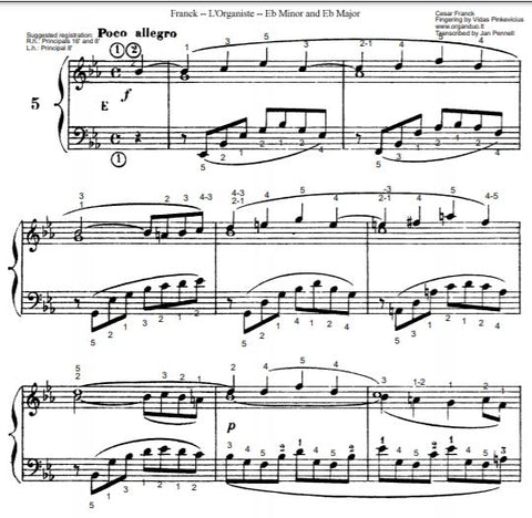 Poco Allegro in Eb Major from L'Organiste by Cesar Franck with Fingering