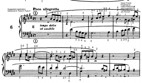Poco allegretto in E Major from L'Organiste by Cesar Franck with Fingering
