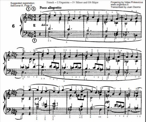 Poco Allegretto in Gb Major 2 from L'Organiste by Cesar Franck with Fingering