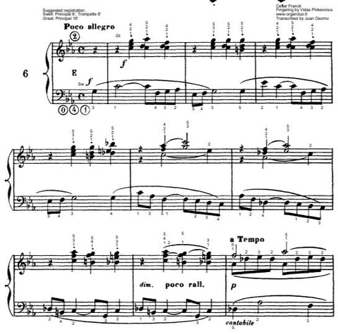 Poco Allegro in C Minor from L'Organiste by Cesar Franck with Fingering
