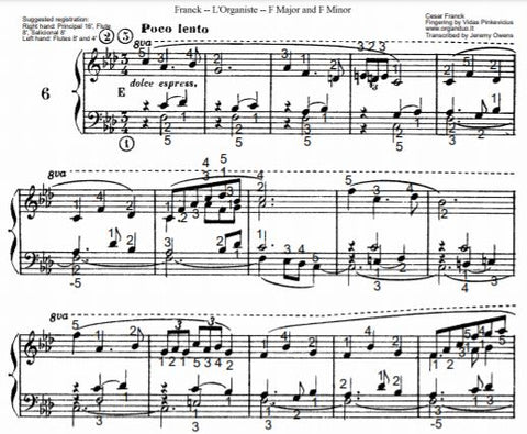 Poco Lento in F Minor from L'Organiste by Cesar Franck with Fingering