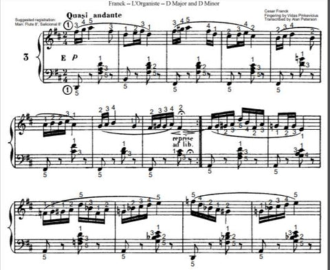 Quasi andante in D Major from L'Organiste by Cesar Franck with Fingering