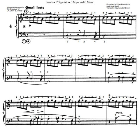 Quasi lento in G Major from L'Organiste by Cesar Franck with Fingering