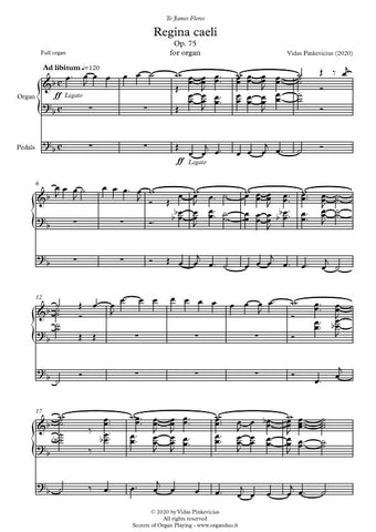 Regina caeli, Op. 75 for organ by Vidas Pinkevicius (2020)