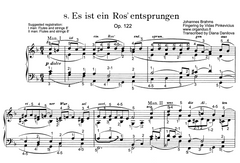 Es ist ein Ros' entsprungen, Op. 122 No. 8 by Johannes Brahms with fingering
