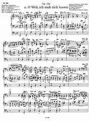 O Welt, ich muss dich lassen, Op. 122 No. 11 by Johannes Brahms with fingering and pedaling