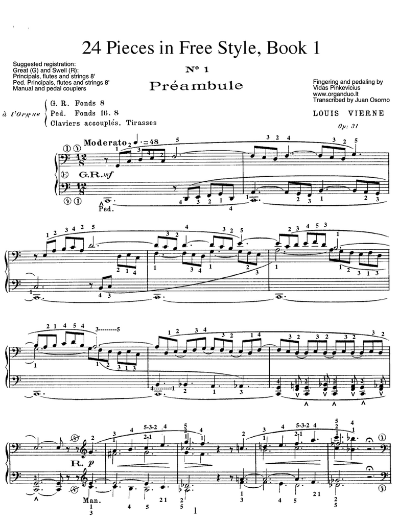 Preambule from 24 Pieces en style libre, Op. 31 by Louis Vierne