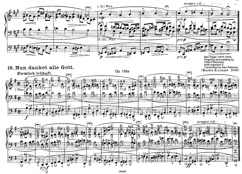 Nun danket alle Gott, Op. 135a No. 18 by Max Reger